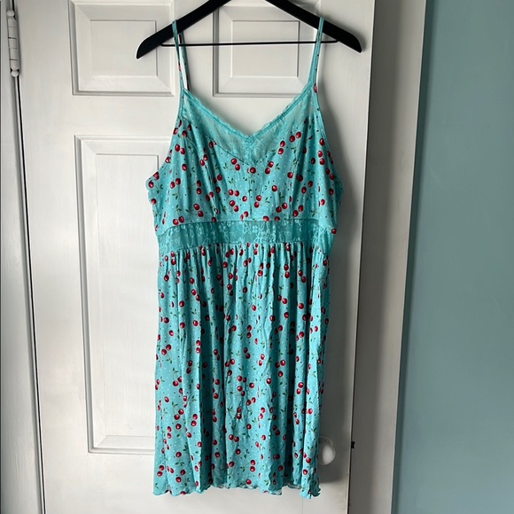 Torrid Super Soft Rib Lace Trim Sleep Chemise Very Cherry Aqua Sky - Picture 4 of 8